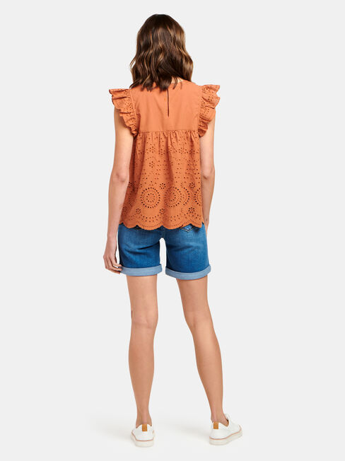 Bonnie Broderie Top, Red, hi-res