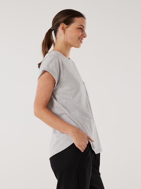 Essential Slub Pocket Tee, Steel Marle, hi-res