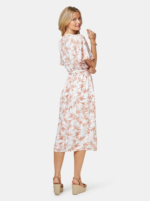 Veronica Button Thru Dress, White, hi-res