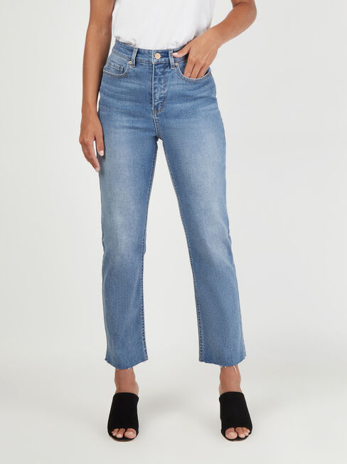 High Waisted Straight Leg Jeans, Vintage Wash, hi-res