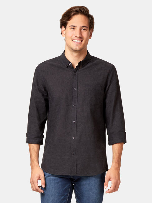 LS Brando Textured Shirt, Black, hi-res