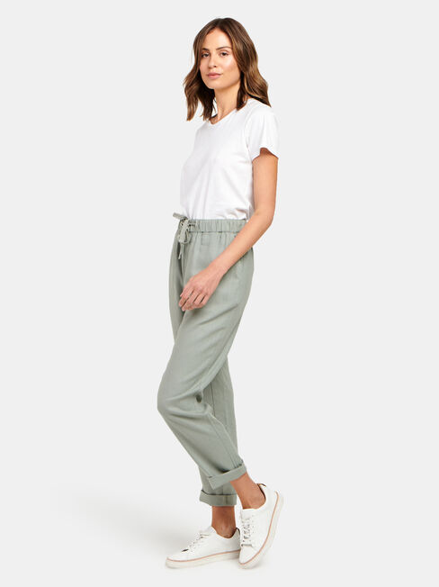 Linen Blend Pant, Green, hi-res
