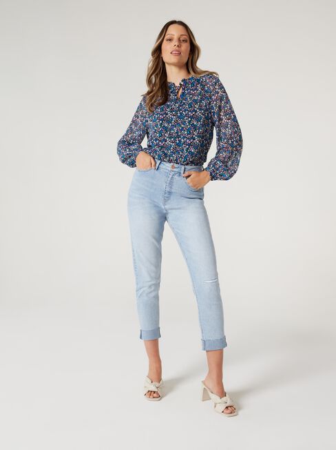 Beiba Floaty High Neck Blouse, Floral, hi-res