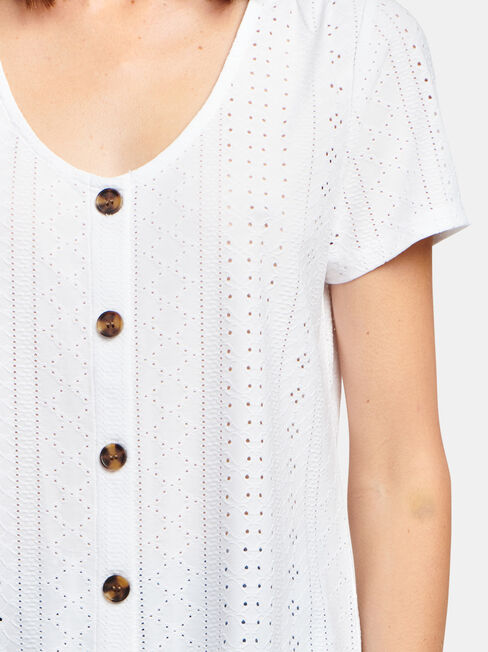 Lacey Lace Tee, White, hi-res