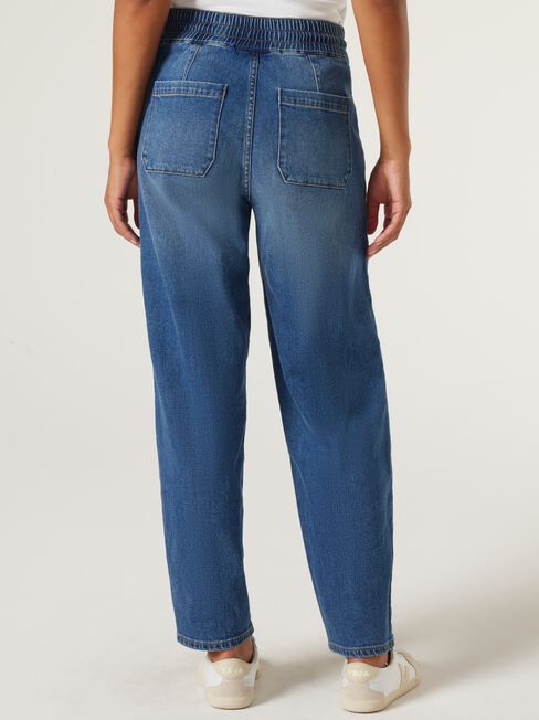Emily J-Luxe Tapered Jeans, Mid Indigo, hi-res