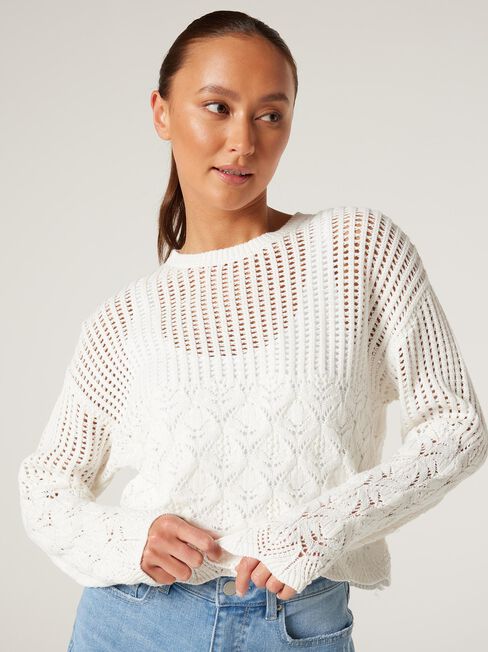 Arielle Crochet Knit, Cream, hi-res