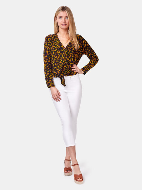 Tiffany Tie Front Shirt, Black, hi-res