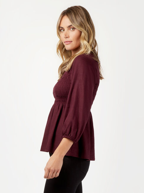 Gracie Shirred Bust Top, Purple, hi-res