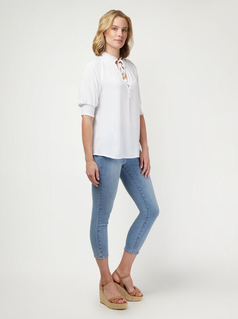 Tillie Tie Front Top, White, hi-res