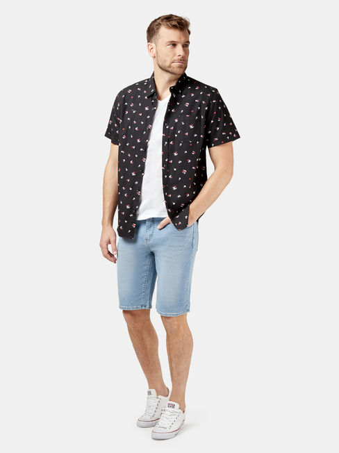 Kurt Short Sleeve Print Shirt, Black, hi-res