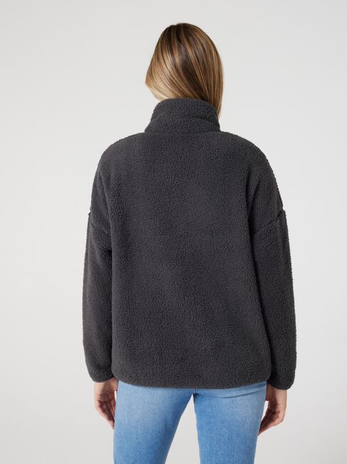 Teddy Half Zip Sweat, Grey, hi-res