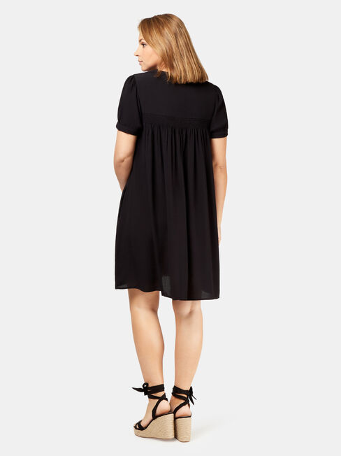 Helena Shirred Maternity Dress, Black, hi-res