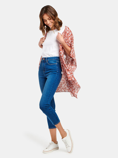 Polly Printed Kimono, Floral, hi-res