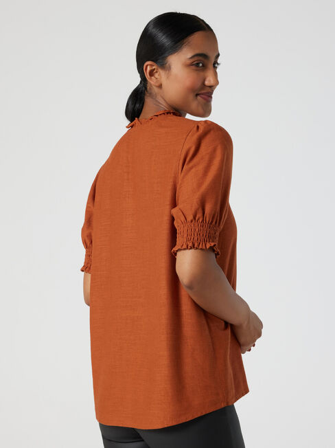 Sasha Short Sleeve Top, Cinnamon, hi-res