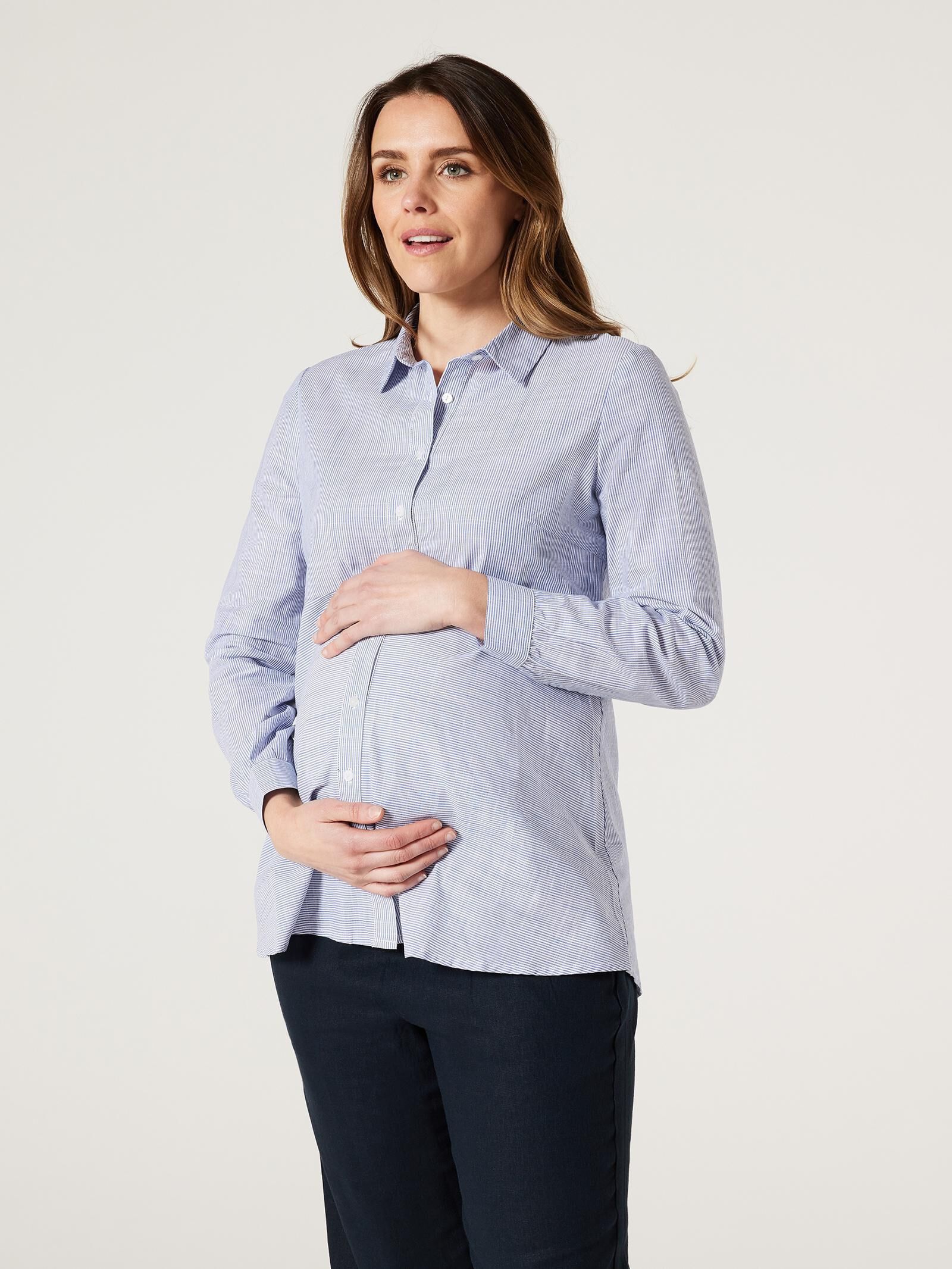 Button down shirt pregnant discount