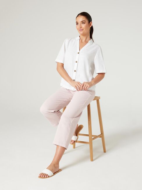 Callie Cropped Shirt, White, hi-res