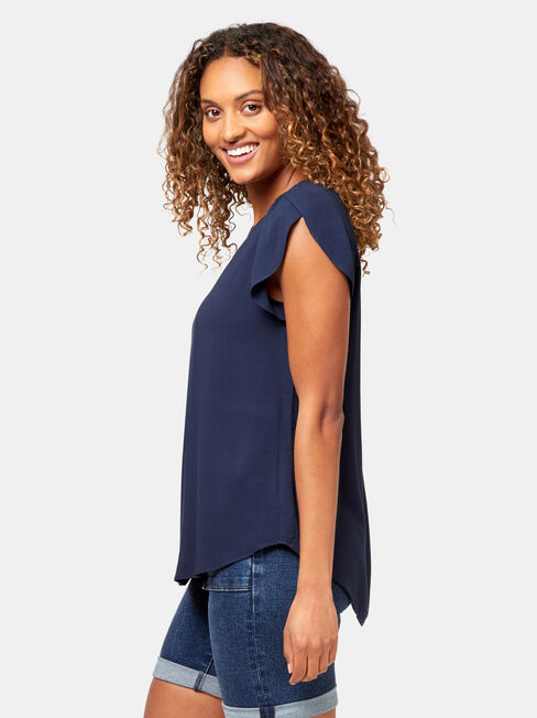 Saffi Petal Sleeve Blouse, Blue, hi-res