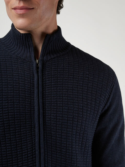 Shannon Zip Through Knit, Blue, hi-res