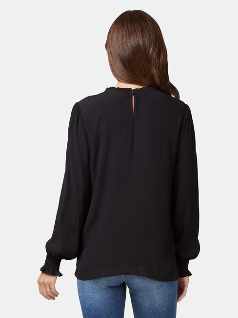 Lilianna High Neck Blouse, Black, hi-res