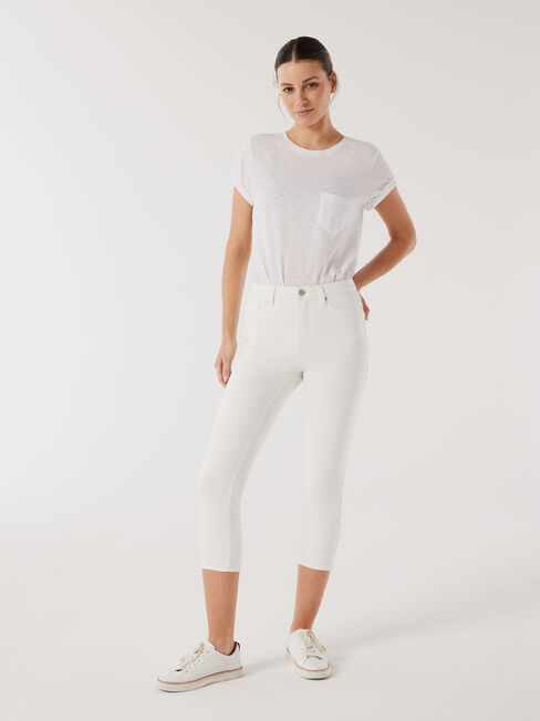 Kara Mid Waist Skinny Capri, White, hi-res