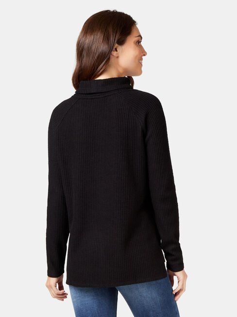 Luna Textured Top, Black, hi-res