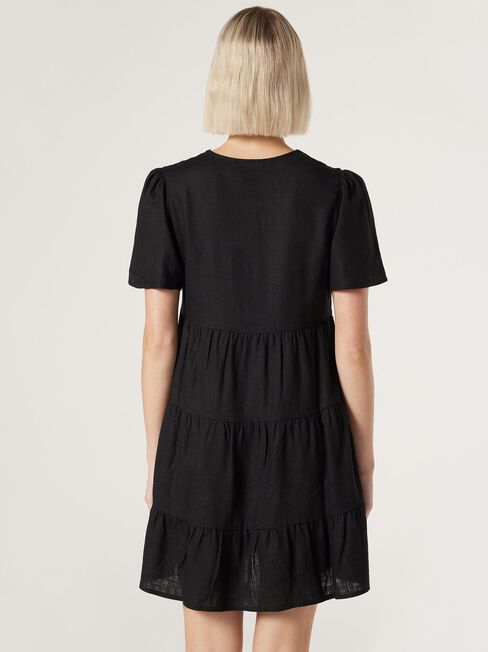 Billie Tiered Dress, Black, hi-res