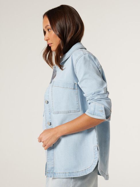 Callie Denim Shacket, Light Blue, hi-res