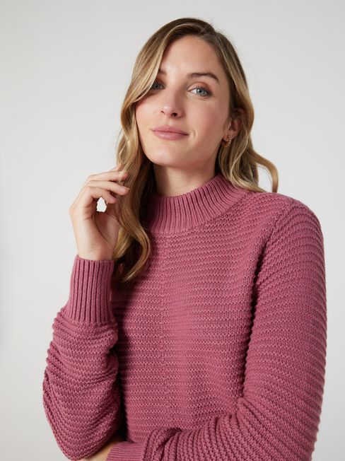 Carrie Cotton Crop Knit, Mauve, hi-res