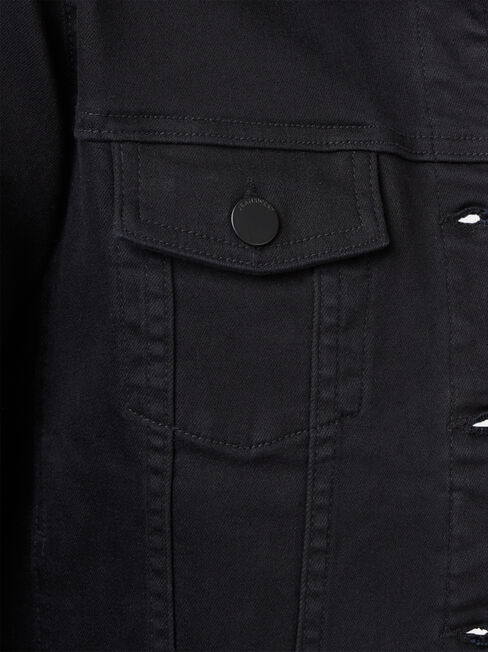 Classic Stretch Denim Jacket, Black, hi-res