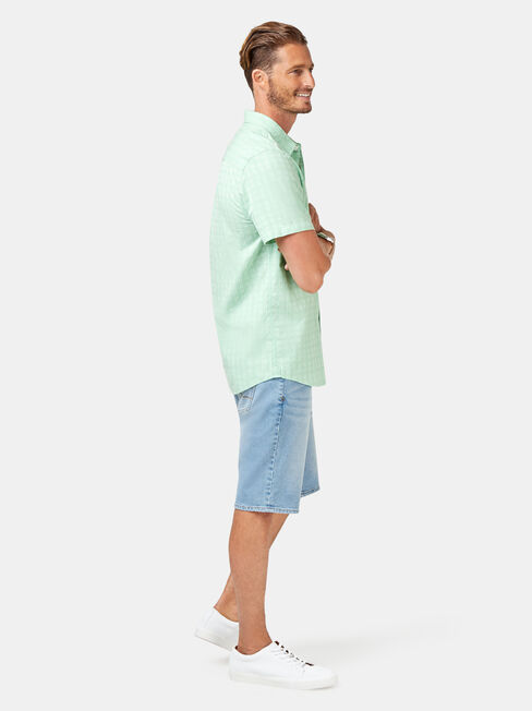 Leon Short Sleeve Textured Shirt, Green, hi-res