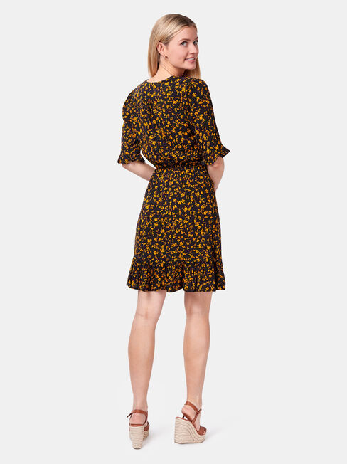 Isabel Cross Over Dress, Black, hi-res