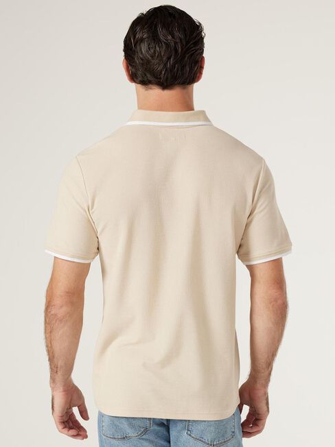 Nash Tipped Short Sleeve Polo, Oatmeal, hi-res