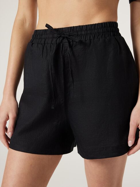 J-Luxe Classic Linen Short, Black, hi-res