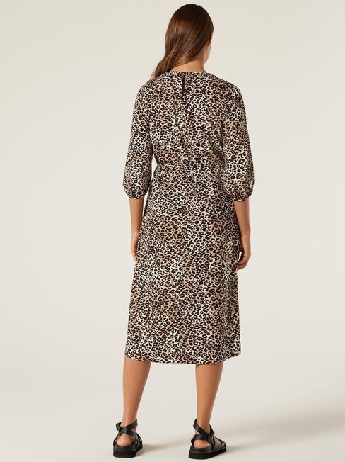 Sashka Printed Dress, Camel Leopard, hi-res