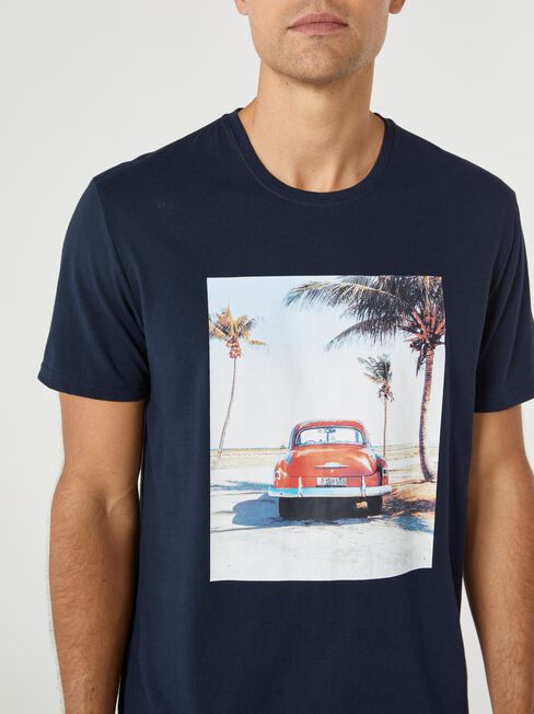 SS Jase Print Crew Tee, Blue, hi-res