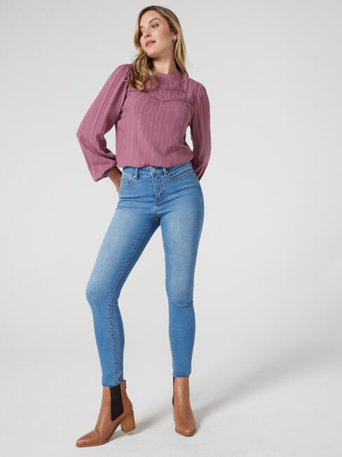 Sienna Ladder Trim Blouse, Mauve, hi-res