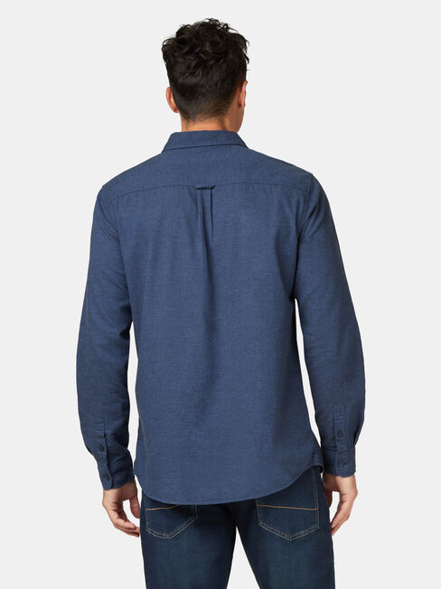 Byron Long Sleeve Brushed Shirt, Blue, hi-res