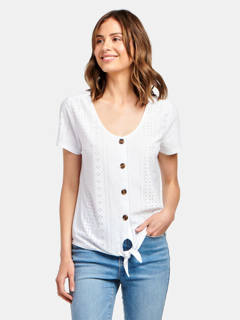 Lacey Lace Tee, White, hi-res