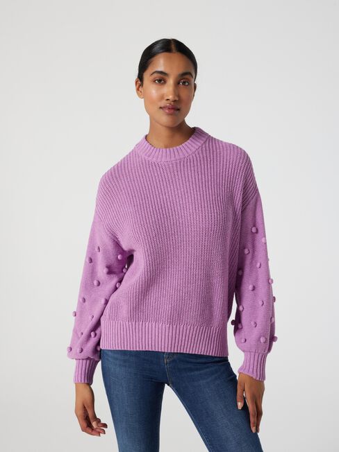 Orlando Drop Shoulder Cable Knit, Pink, hi-res