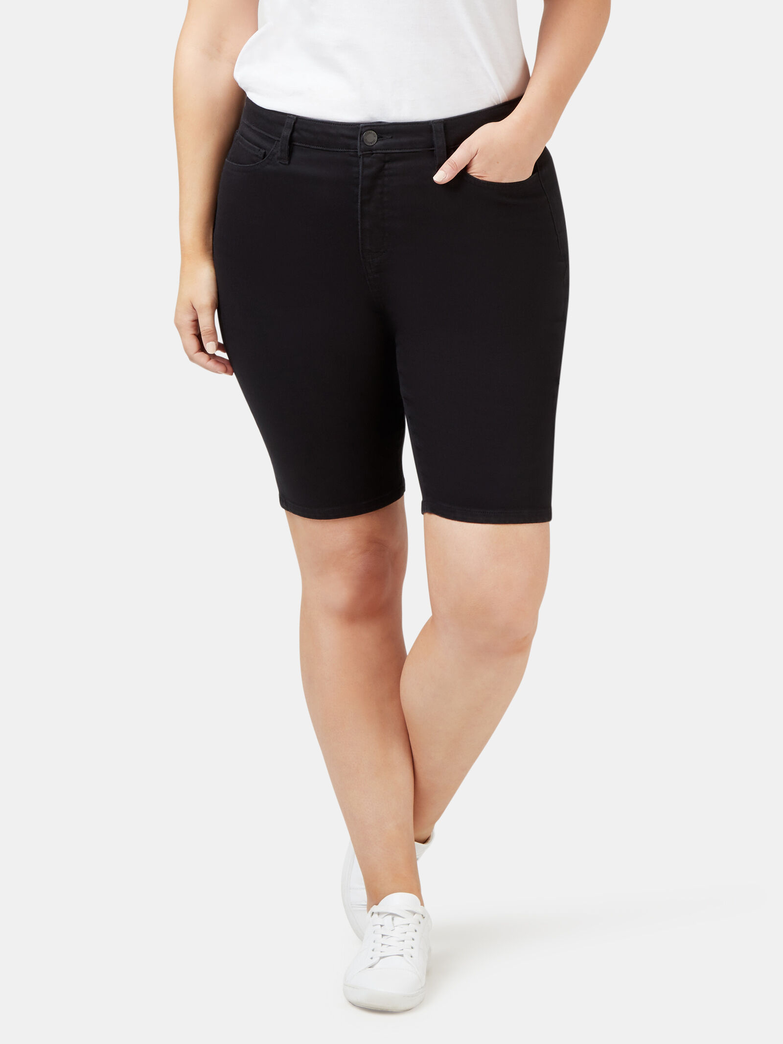 Knee length tight shorts store