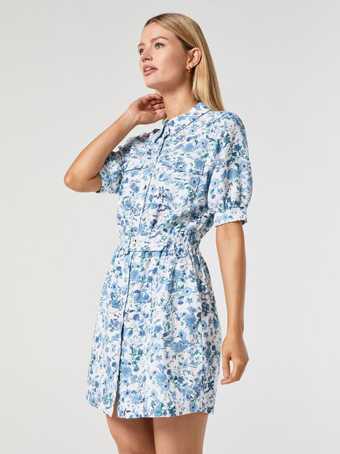 Flora Belted Shirt Dress, Floral, hi-res