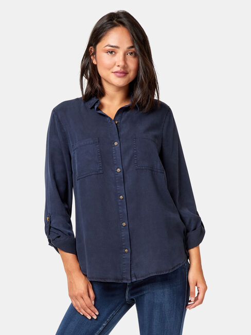 Tilly Tencel Shirt, Blue, hi-res