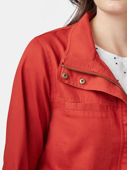 Connie Cotton Casual Jkt, Red, hi-res
