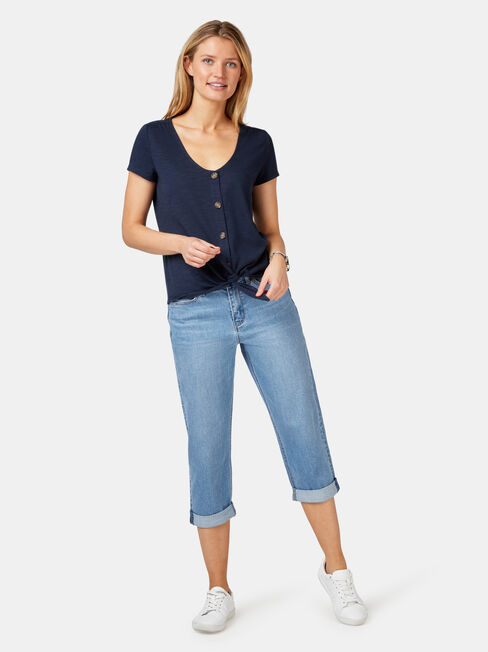 Vivienne Tie Front Top, Blue, hi-res