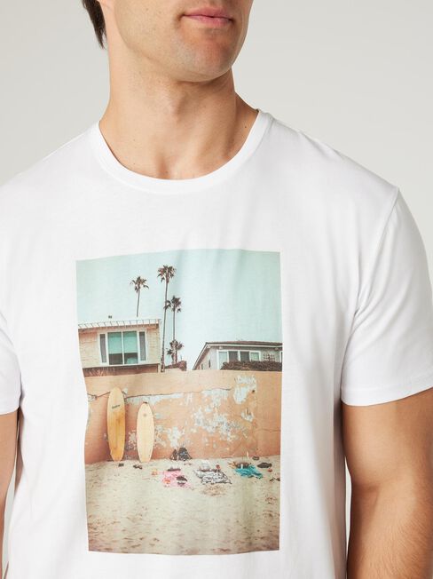 SS Archer Print Crew Tee, White, hi-res