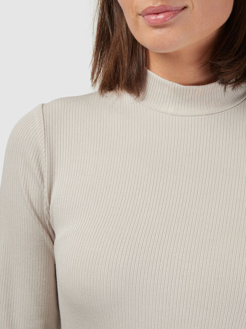 Morticia Mock Neck Top, White, hi-res