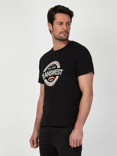 SS Jeanswest Logo Print Crew Tee, Black, hi-res