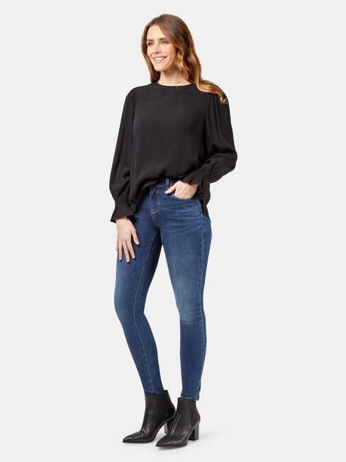 Elliot High Low Blouse, Black, hi-res