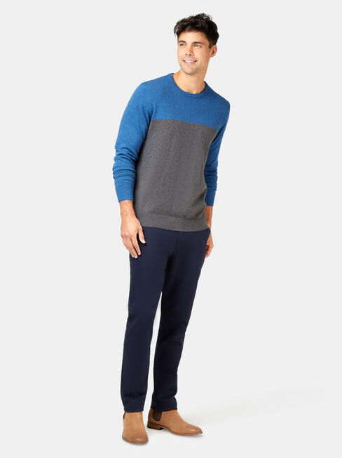 Conrad Block Crew Knit, Blue, hi-res
