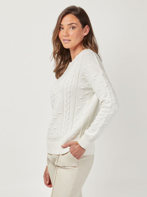 Abby Bobble Knit, White, hi-res